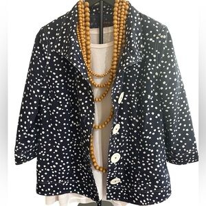 Multiples Navy and White Polka Dot Jacket w/Large Buttons Women's Size Small EUC